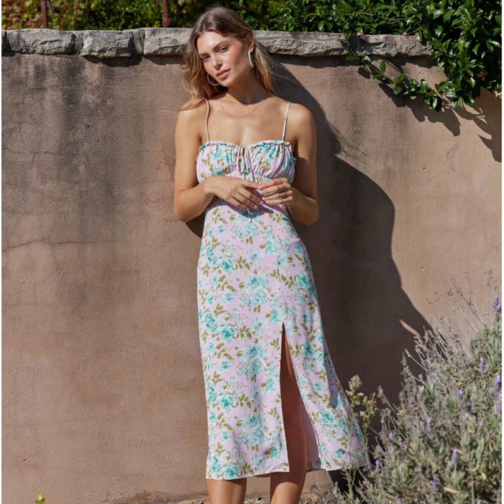 ASTR Avalee Floral Cutout Midi Dress